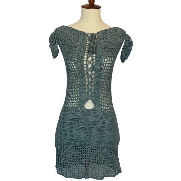 Boho Crochet Lace Up Beach Dress Bikini Coverup - Picture 8 of 16